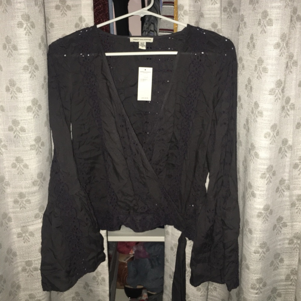flowy dark grey top
